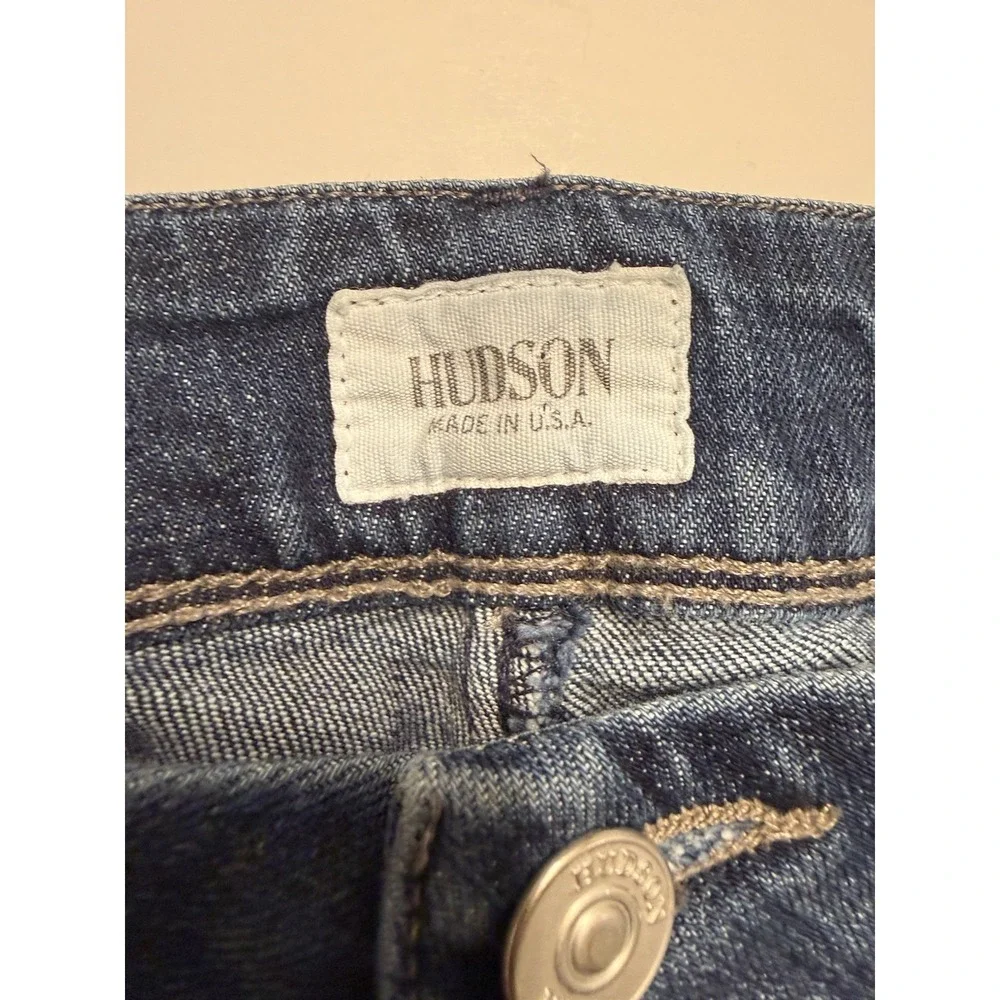 Hudson Jeans Womens Size 31 Blue Denim Dark‎ Wash Collin Flap Skinny Made In USA